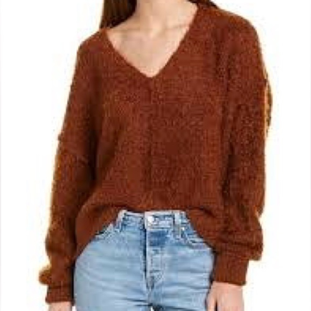 EUC — Free People Plush Knit Sweater, Chocolate Brown - Picture 8 of 9